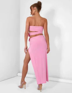 Public Desire Rose Detail Cut Away Bandeau Top Pink Flash Sale