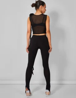Public Desire Rose Detail Sleeveless Mesh Top Black Cheap