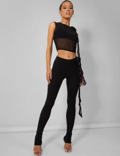 Public Desire Rose Detail Sleeveless Mesh Top Black Cheap