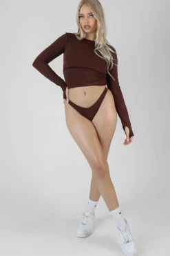 Public Desire Ruched Side Lounge Top Chocolate Online