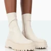 Public Desire Rusty Pu Chunky Sole Platform Sock Ankle Boots Bone Shop