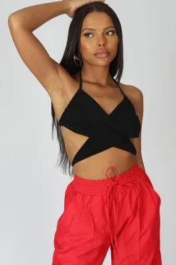 Public Desire 90S Butterfly Slinky Top Black Discount
