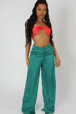 Public Desire Satin Chain Halterneck Top Coral Best