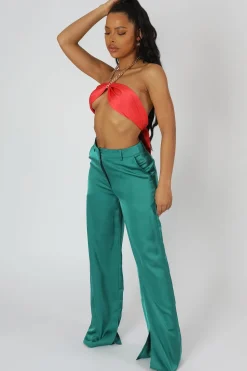 Public Desire Satin Chain Halterneck Top Coral Best