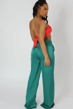 Public Desire Satin Chain Halterneck Top Coral Best