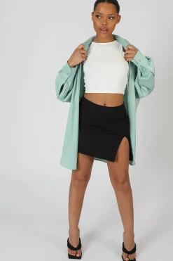 Public Desire Satin Oversized Shirt Mint Flash Sale