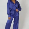 Public Desire Satin Wide Leg Trousers Purple Hot