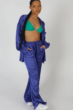 Public Desire Satin Wide Leg Trousers Purple Hot
