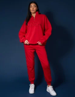 Public Desire Seam Front 90S Joggers Red Sale