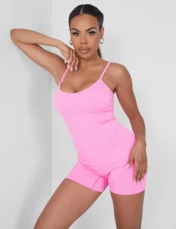 Public Desire Seamless Unitard Playsuit Pink Hot