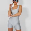 Public Desire Second Skin Square Neck Unitard Grey Sale