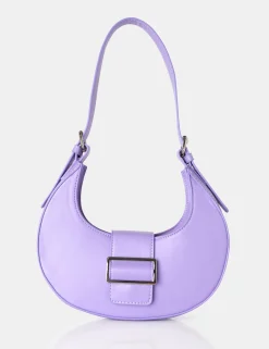Public Desire Sicily Soft Pu Buckle Feature Hobo Shoulder Bag Lilac Flash Sale