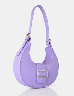 Public Desire Sicily Soft Pu Buckle Feature Hobo Shoulder Bag Lilac Flash Sale