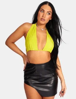 Public Desire Slinky Halterneck Top Lime Cheap