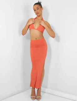 Public Desire Slinky Midaxi Skirt Orange Best