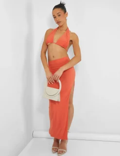 Public Desire Slinky Midaxi Skirt Orange Best