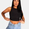 Public Desire Slinky Racer Top Black Discount