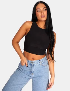 Public Desire Slinky Racer Top Black Discount