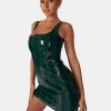 Public Desire Snake Pu Corset Mini Dress Green Hot