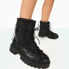 Public Desire Snowy Lace Up Chunky Sole Snow Ankle Boots Black Fashion