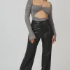 Public Desire Space Dye Cut Out Strappy Long Sleeve Bodysuit Brown Flash Sale