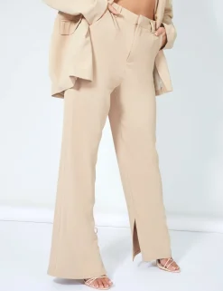 Public Desire Split Detail High Waisted Dad Trouser Sand Best Sale