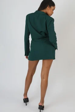 Public Desire Split Front Mini Skirt Forest Green Forestgreen Outlet