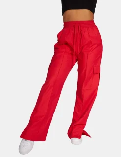 Public Desire Split Hem Cargo Trousers Red Hot