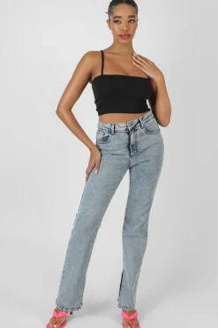 Public Desire Square Neck Ribbed Cropped Top Black Sale