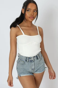 Public Desire Strappy Corset Bodysuit Ecru Cheap