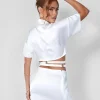 Public Desire Strappy Cropped Satin Shirt Cream Flash Sale