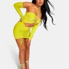 Public Desire Strappy Cut Away Slinky Dress Lime Online