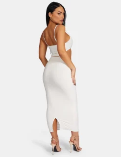 Public Desire Strappy Low Waist Midaxi Dress White New