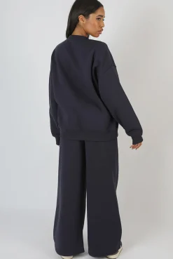 Public Desire Super Wide Leg Joggers Ink Blue Inkblue Hot