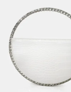 Public Desire The Alessia Croc Pu Circle Diamante Grab Bag White Outlet