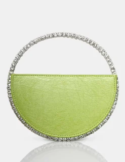 Public Desire The Alessia Metallic Pu Circle Diamante Mini Grab Bag Green Store