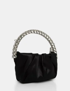 Public Desire The Aurora Pu Diamante Handle Mini Bag Black Store