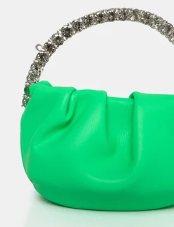Public Desire The Aurora Pu Diamante Handle Mini Bag Lime Fashion
