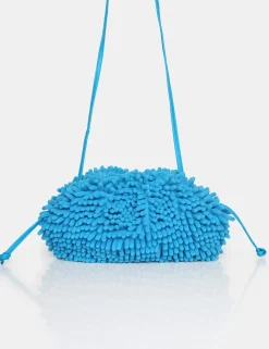Public Desire The Ausha Chenille Clutch Bag Blue Cheap