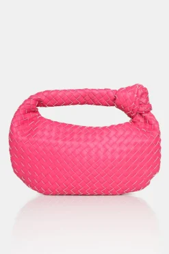 Public Desire The Blame Hot Woven Pu Knot Detail Mini Grab Bag Pink Online
