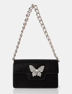 Public Desire The Butterfly Diamante Shoulder Bag Black Best