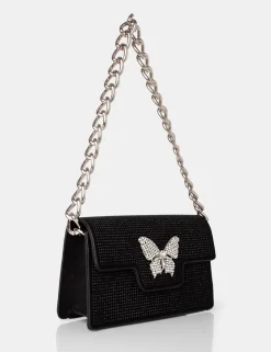 Public Desire The Butterfly Diamante Shoulder Bag Black Best