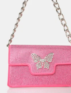 Public Desire The Butterfly Diamante Shoulder Bag Pink Cheap