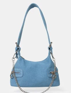 Public Desire The Chain Denim Shoulder Mini Bag Blue Flash Sale