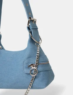Public Desire The Chain Denim Shoulder Mini Bag Blue Flash Sale