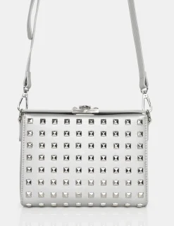 Public Desire The Jose Pu Metal Studded Bag Silver Best