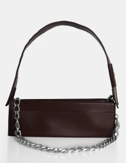 Public Desire The Koa Long Chain Detail Shoulder Bag Chocolate Cheap