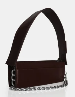 Public Desire The Koa Long Chain Detail Shoulder Bag Chocolate Cheap