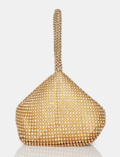 Public Desire The Lavender Diamante Mini Pouch Party Bag Gold Fashion