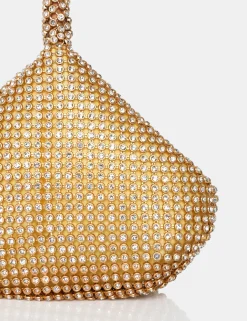 Public Desire The Lavender Diamante Mini Pouch Party Bag Gold Fashion